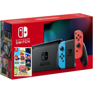 хороша модель Nintendo Switch Neon Blue-Red (Upgraded version) + Гра Super Mario 3D All-Stars