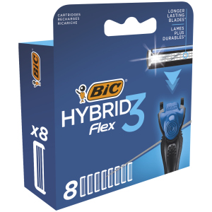 Змінні картриджі для гоління (леза) чоловічі BIC Flex 3 Hybrid 8 шт (3086123480933) надійний