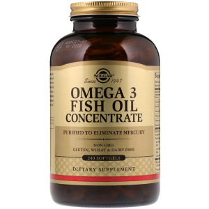 купити Жирні кислоти Solgar Omega-3 Fish Oil Concentrate Риб'ячий жир у Капсулах концетрат 240 капсул (033984016996)