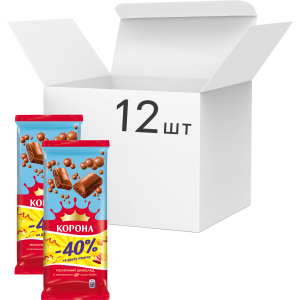 Упаковка шоколада Корона молочного пористого (80 г + 80 г) х 12 шт (7622210662897) краща модель в Ужгороді