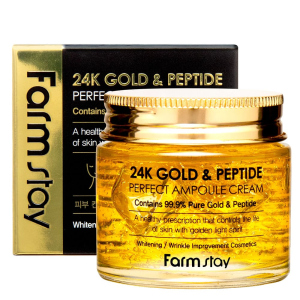 Ампульний крем для обличчя FarmStay 24K Gold &amp; Peptide Perfect Ampoule Cream із золотом та пептидами 80 мл (8809469776189)