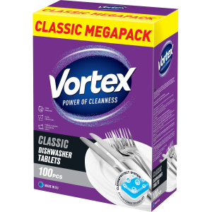 Таблетки для посудомийних машин Vortex Classic 100 шт (55600020) краща модель в Ужгороді