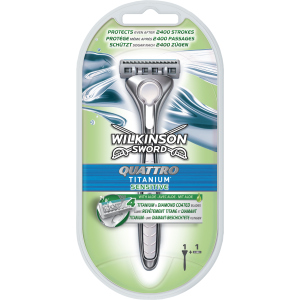 Бритва для бритья Wilkinson Sword Quattro Titanium Sensitive 2 картриджа (4027800536269) лучшая модель в Ужгороде