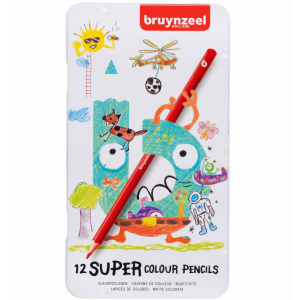 Набор детских цветных карандашей Bruynzeel Super Colour в металлической коробке 12 шт (8712079434427) рейтинг