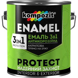хороша модель Емаль антикорозійна Kompozit 3 в 1 Protect 0.75 л Сіра (4820085742307)