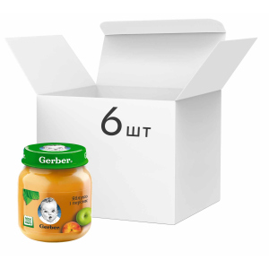 Упаковка фруктового пюре Gerber Яблуко та персик з 6 місяців 130 г х 6 шт (7613287166937) краща модель в Ужгороді