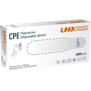 Перчатки одноразовые нестерильные, неопудреннные CPE Unex Medical Products размер L 200 шт. — 100 пар Белые (4870238550808) ТОП в Ужгороде