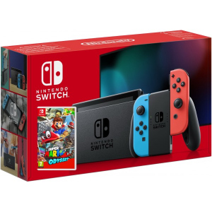 Nintendo Switch Neon Blue-Red (Upgraded version) + Гра Super Mario Odyssey (російська версія) краща модель в Ужгороді