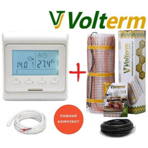 Кабельний мат Volterm Hot Mat 1,3м²/210Вт/ 180Вт/м² тепла підлога електрична під плитку з програмованим терморегулятором E51 ТОП в Ужгороді