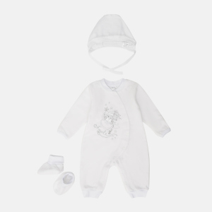 Людина тепла + чепчик + пінетки Garden Baby 29235-01 62 см Білі (4822923501206) ТОП в Ужгороді