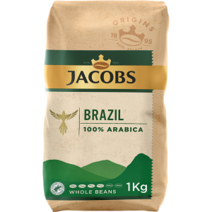 хороша модель Кава в зернах Jacobs Origins Brazil 100% Арабіка 1 кг (8711000676158)