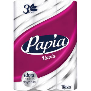 Бумажные полотенца Papia 3 слоя 12 рулонов (8690536011001) в Ужгороде