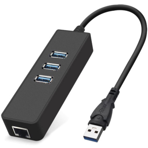 Адаптер Dynamode USB 3.0 - RJ45 Gigabit Lan с 3-х портовым хабом USB 3.0 (USB3.0-Type-A-RJ45-HUB3)