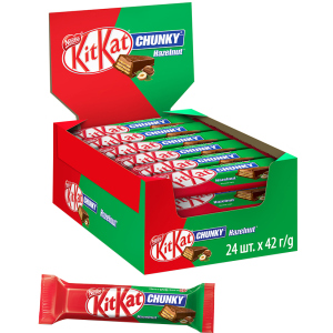 Упаковка батончиков KitKat Чанки Лесной орех 42 г х 24 шт (3800020445495) надежный