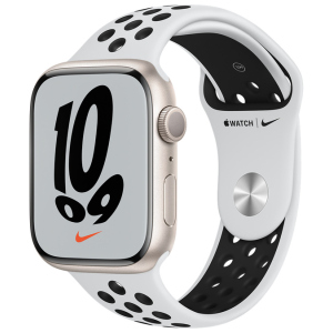 Смарт-годинник Apple Watch Series 7 Nike GPS 45mm Starlight Aluminium Case with Pure Platinum/Black Nike Sport Band (MKNA3UL/A) краща модель в Ужгороді