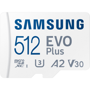 Samsung EVO Plus microSDXC 512GB UHS-I Class 10 + SD адаптер (MB-MC512KA/RU)