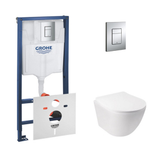 Набор инсталляция 4 в 1 Grohe Rapid SL 38772001 + унитаз с сиденьем Qtap Jay QT07335176W лучшая модель в Ужгороде