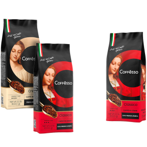 Набор кофе в зернах Coffesso Classico 1000 г х 2 шт + Coffesso Crema 1000 г бесплатно (2300000010251) ТОП в Ужгороде