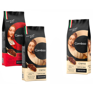 Набор кофе в зернах Coffesso Crema 1000 г х 2 шт + Coffesso Classico 1000 г бесплатно (2300000010268) лучшая модель в Ужгороде