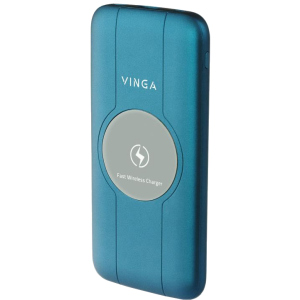 УМБ Vinga Wireless QC3.0 PD Soft Touch 10000 mAh Blue (BTPB3510WLROBL) ТОП в Ужгороді