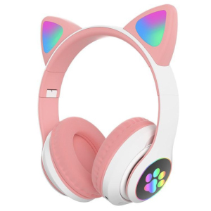 Бездротові навушники з котячими вушками Bluetooth Cat STN-28 з мікрофоном LED RGB підсвічування (рожевий) Pink краща модель в Ужгороді