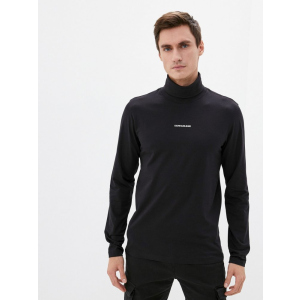 Водолазка Calvin Klein Jeans L/S Micro Branding Roll Neck J30J318469-BEH L Черная (8719854072706) лучшая модель в Ужгороде