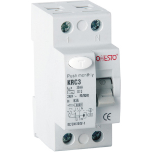 Диференціальне реле ONESTO 1п+N 40А RCD 30mA тип AC (KRC3) (6990150200310) краща модель в Ужгороді