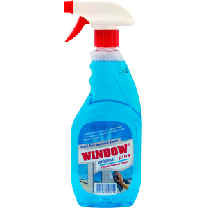 Упаковка средства для мытья окон Window Plus Синий (на основе нашатырного спирта) с распылителем 500 мл х 15 шт (4820167000424) в Ужгороде