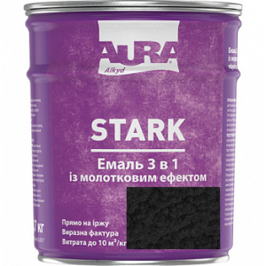 Молотковая эмаль Aura® Stark 3 в 1 черный №90 глянец 2.2 кг ТОП в Ужгороде