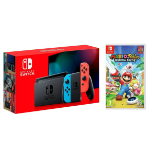 Nintendo Switch Neon blue/red - Обновлённая версия + Игра Mario and Rabbids Kingdom Battle ТОП в Ужгороде