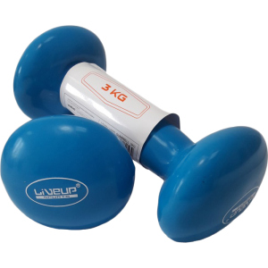 хороша модель Гантелі LiveUp Vinyl Dumbbell EGG HEAD 3 кг пара Блакитні (LS2001-3)