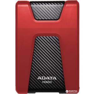 Жесткий диск ADATA DashDrive Durable HD650 1TB AHD650-1TU31-CRD 2.5" USB 3.1 External Red лучшая модель в Ужгороде