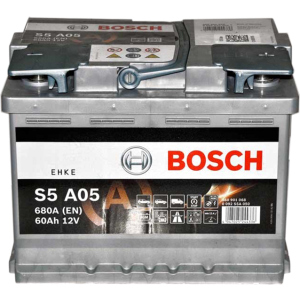 Автомобільний акумулятор Bosch AGM 6СТ-60 (S5A050) 60 Ач (-/+) Euro 680 А (0 092 S5A 050) краща модель в Ужгороді