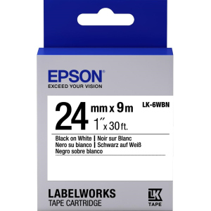 купити Картридж зі стрічкою Epson LabelWorks LK6WBN Standard 24 мм 9 м Black/White (C53S656006)
