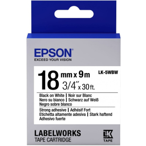 Картридж с лентой Epson LabelWorks LK5WBW Strong Adhesive 18 мм 9 м Black/White (C53S655012)