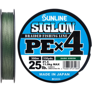 Шнур Sunline Siglon PE х4 300 м # 1.5/0.209 мм 11 кг Темно-зелений (16580948) в Ужгороді