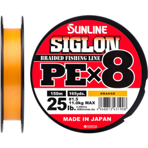 Шнур Sunline Siglon PE х8 150 м # 1.5/0.209 мм 11 кг Оранжевый (16580991)