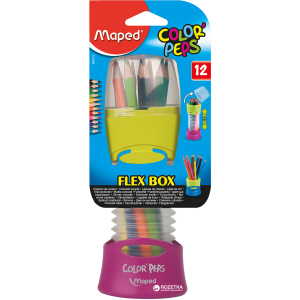 Набор карандашей Maped Color Peps Flex Box 12 цветов + раздвижной пенал Малиновый (MP.683212.Z.10)