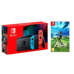 Nintendo Switch Neon blue/red - Оновлена ​​версія + Гра The Legend of Zelda: Breath of the Wild надійний