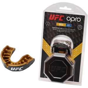 Капа OPRO Junior Gold UFC Hologram Black Metal/Gold (002266001) лучшая модель в Ужгороде