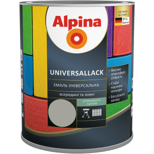 Емаль Alpina Universallack Шовковисто-матова 0.75 л Сіра (948103738)