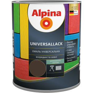 Емаль Alpina Universallack Шовковисто-матова 2.5 л Шоколадна (948103755) надійний