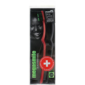 Набір зубних щіток Megasmile Black Whitening Червона + Чорна 2 шт (7640131972178_red) в Ужгороді