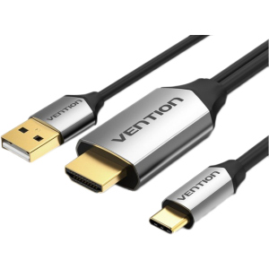 Кабель Vention Type-C - HDMI з живленням 1.5 м Чорний (CGTBG)