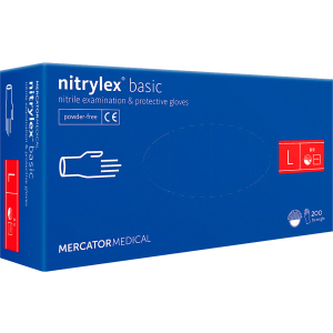 Рукавички нітрилові Mercator Medical Nitrylex Basic неопудрені розмір L 200 шт - 100 пар Сині (3.1003) ТОП в Ужгороді
