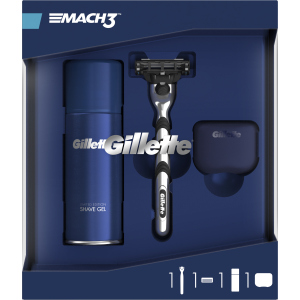 Подарунковий набір для чоловіків Gillette Бритва з 1 змінною касетою Mach 3 + Гель Fusion Ultra Sensitive 75 мл + Дорожній чохол (7702018508624) ТОП в Ужгороді