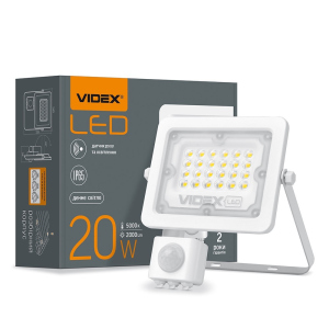 LED прожектор VIDEX F2e 20W 5000K с датчиком движения и освещенности надежный