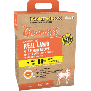 Полувлажный корм для взрослых собак с ягненком и лососем Natyka Gourmet Adult Lamb & Salmon 9 кг (5430001795110)