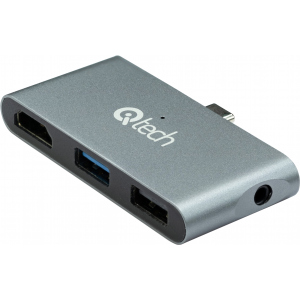 USB-хаб Qitech Type-C 4k 3.5мм jack Space Grey (S8Pro)