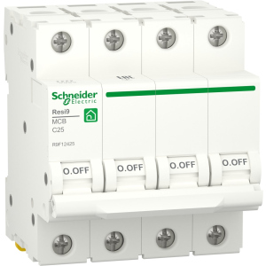 Автоматичний вимикач Schneider Electric RESI9 25 А, 4P, крива С, 6кА ТОП в Ужгороді